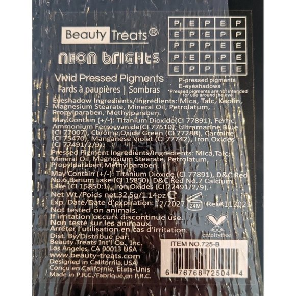 Beauty Treats Eyeshadow Palette Neon Brights 25 Vivid Pressed Pigments 80s Color - Picture 5 of 9